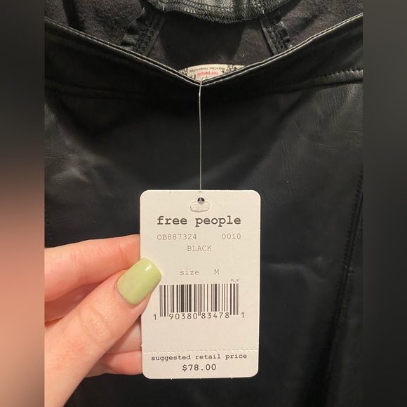Free People Leather Black Dress. NWT! Size- Medium. - Picture 7 of 8